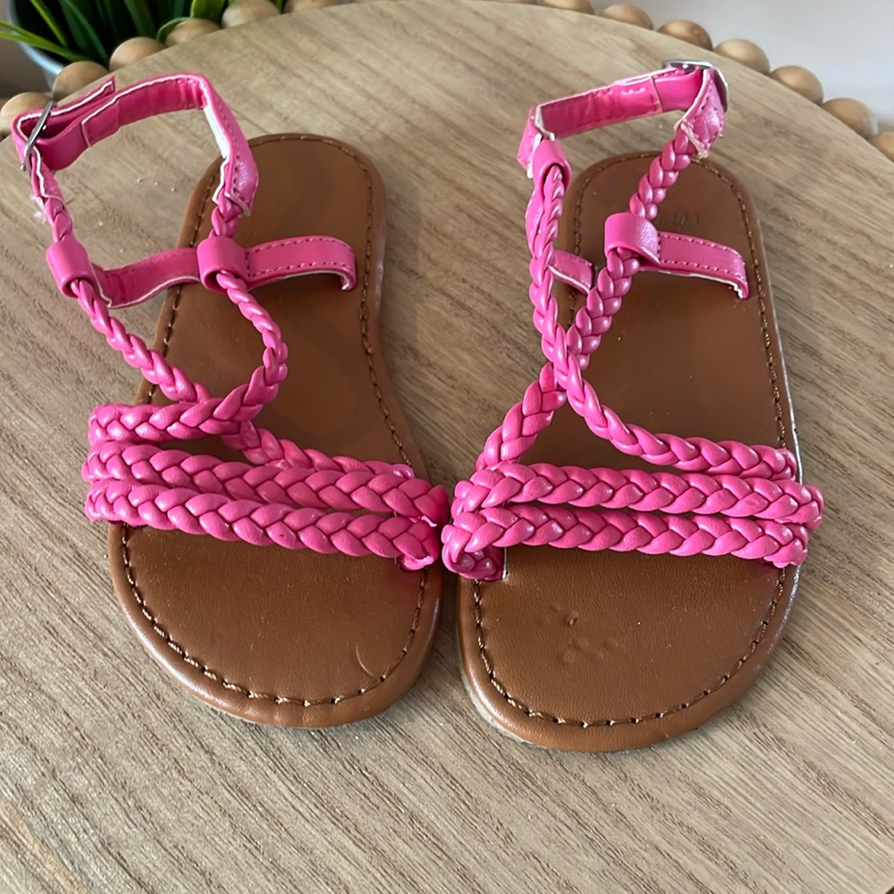 Toddler Girls Braided Pink Sandals - 9Y